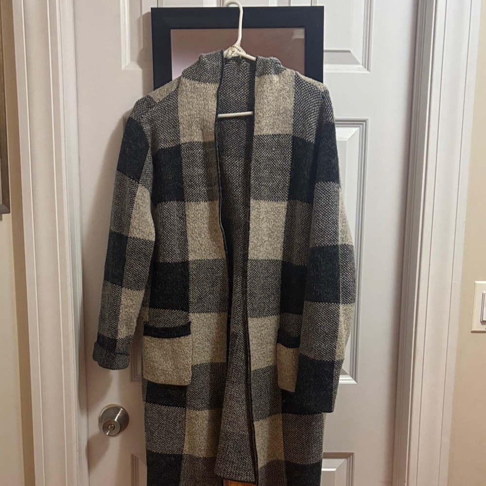 Plaid Open Front Cardigan Sweater